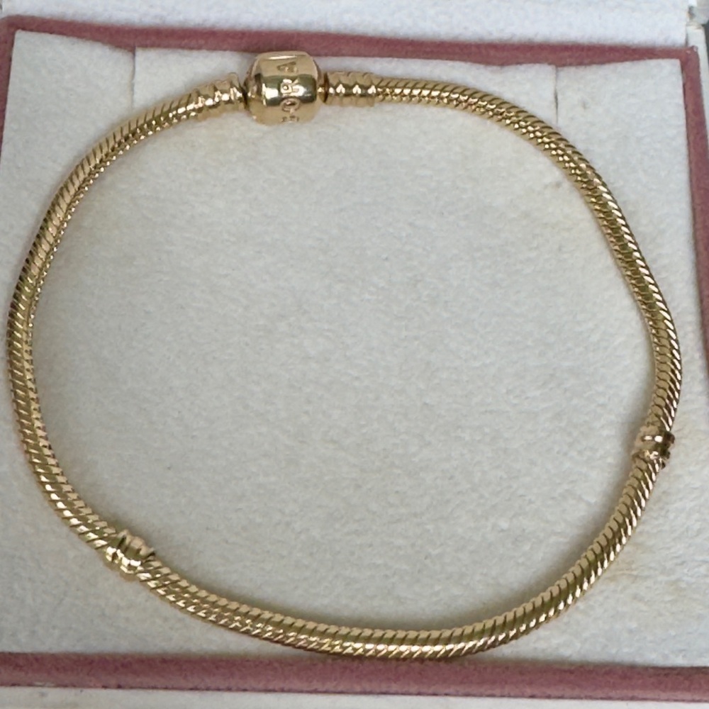 Authentic Pandora 14k Gold Moments Snake Chain Bracelet 8.3 Inches❗️READ❗️